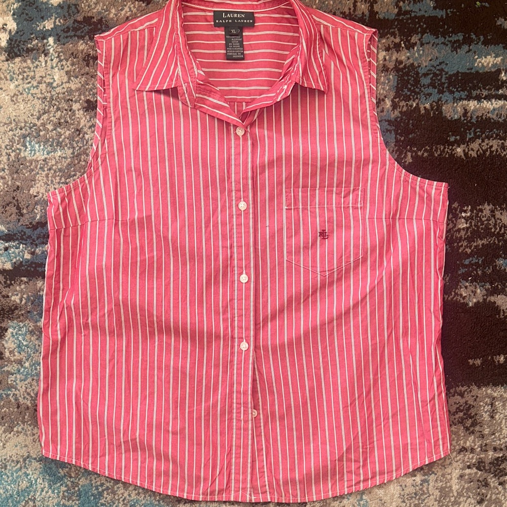 Ralph Lauren Red Striped Sleeveless Top